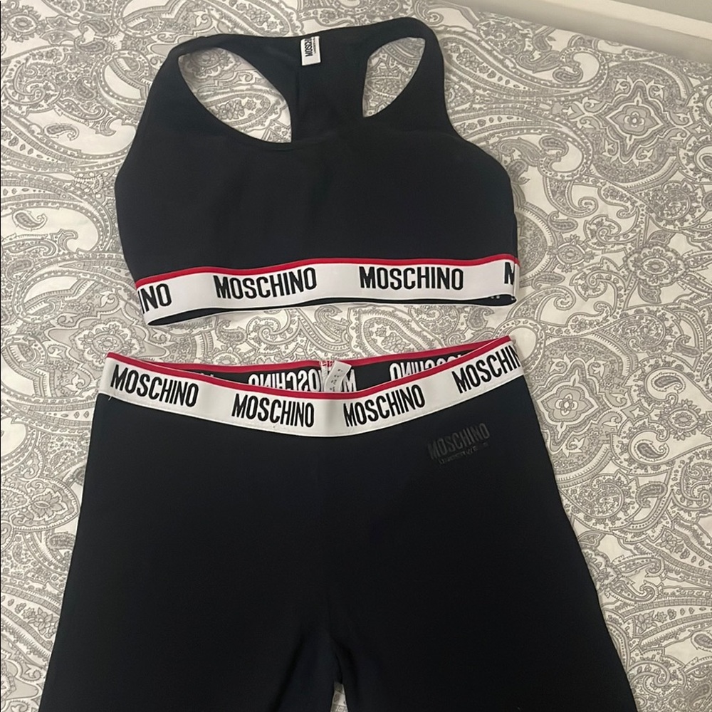 Moschino Black Sports Bra and Leggings Set